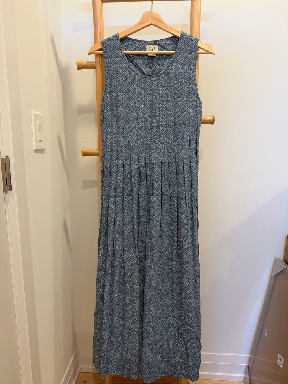 90s Vintage GAP Blue Geometric Maxi Dress